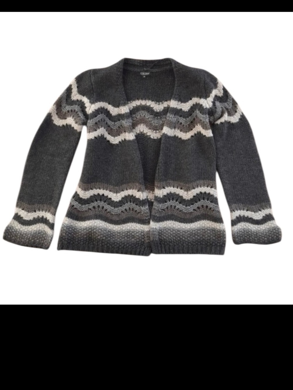 Wool Blend Made in Italy Scallop Knit Open Front Cottagecore Scandi Cardigan M